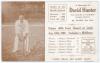 David Hunter. Yorkshire 1888-1909. Rare and early sepia postcard produced as &lsquo;A Memento of David Hunter the G.O.M. of Yorkshire County Cricket&rsquo;. The postcard depicts a printed image of Hunter in wicket-keeping pose and facsimile signature, with printed ti