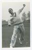 John Henry &lsquo;Johnny&rsquo; Wardle. Yorkshire & England 1946-1958. Mono real photograph plain back postcard of Wardle, full length in bowling pose. Very nicely signed in blue ink to the photograph by Wardle. Photographer and location unknown. Postally unused. Ver