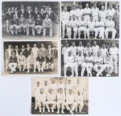Kent 1931-1939. Five mono real photograph postcards of Kent teams of the period, players depicted seated and standing in rows. Teams are 1931, 1932, 1937, 1938 and 1939. The 1931, 1938 and 1939 postcards by Flemons of Tonbridge, the others unknown. Two fo