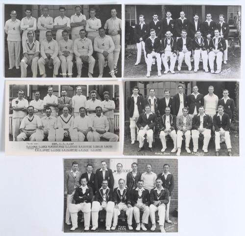 Kent 1946-1951. Five mono real photograph postcards of Kent teams of the period, players depicted seated and standing in rows. Teams are 1946, 1947, 1949, 1950 and 1951. All postcards by Flemons of Tonbridge with the exception of the 1947 by A. Wilkes & S