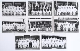 Kent 1969-1976. Eight mono real photograph postcards of Kent teams of the period, players depicted seated and standing in rows. Teams are 1969, 1970, 1971, 1972, 1973, 1974, 1975 and 1976. All by J.D. Hunt of Tonbridge. Players featured include Cowdrey, B