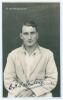 Bryan Herbert Valentine. Kent & England 1927-1948. Mono real photograph postcard of Valentine, half length, wearing blazer. Very nicely signed in ink to the photograph by Valentine. B. & W. Fisk-Moore of Canterbury. Deckled edges. Postally unused. Excelle