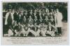 &lsquo;Historic Test Match at Lord&rsquo;s. England v West Indies&rsquo; 1928. Original mono real photograph postcard of the two teams and umpires seated and standing in rows wearing cricket attire and blazers for West Indies&rsquo; inaugural Test match, 23rd- 26th June 1928. Pr