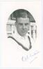 Robin Henry Rowland Buckston. Derbyshire 1928-1939. Mono real photograph postcard of Buckston in cameo, head and shoulders wearing cricket attire. Nicely signed in blue ink to lower border by Buckston. Official stamp to verso for A. Wilkes & Son, West Bro