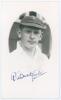 Richard George &lsquo;Dick&rsquo; Duckfield. Glamorgan 1930-1938. Mono real photograph postcard of Duckfield in cameo, head and shoulders wearing cricket attire and Glamorgan cap. Nicely signed in blue ink to the lower border by Duckfield. Official stamp to verso for