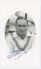 Charles Stewart &lsquo;Stewie&rsquo; Dempster. Wellington, Leicestershire, Warwickshire & New Zealand 1921-1948. Mono real photograph postcard of Dempster, head and shoulders in cameo wearing cricket attire. Nicely signed in ink to the photograph by Dempster. Officia