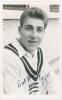 Peter Howard Parfitt. Middlesex & England 1956-1972. Mono real photograph plain back postcard of Parfitt, head and shoulders wearing cricket attire. Nicely signed in blue ink to the photograph by Parfitt. Official stamp to verso for A. Wilkes & Son, West 