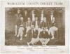 &lsquo;Worcester County Cricket Team&rsquo; c.1908. Mono oversize postcard of the Worcestershire team seated and standing in rows wearing cricket attire, caps and blazers. Published by J. Godden, Nottingham, &lsquo;Sport Series No. 9&rsquo; in a series of twelve. Printed title a