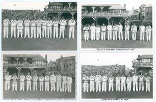 Scarborough Cricket Festival 1948. Four mono real photograph postcards of teams at Scarborough. Teams are one of Yorkshire, another of the M.C.C. XI for the match played 1st- 3rd September, M.C.C. South African touring team v Leveson-Gower&rsquo;s XI 4th- 7th S