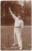William Bestwick. Derbyshire 1898-1925. Early sepia real photograph postcard of Bestwick, full length at the wicket in bowling pose. Foster of Brighton and Hove. Postally unused. Minor wear to edges and corners, otherwise in very good condition. An excell