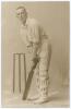 Malcolm Gurney Salter. Gloucestershire, Oxford University & Europeans 1907-1926. Early sepia real photograph postcard of Salter, full length at the wicket in batting pose in a studio setting. Appears to be by Foster of Brighton. Postally unused. Very good