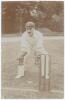Frederick Henry &lsquo;Fred&rsquo; Huish. Kent 1895-1914. Early sepia real photograph postcard of Huish, full length crouching in wicket-keeping pose at the wicket wearing Kent cap. Foster of Brighton. Postally unused. Very good condition. A nice image.