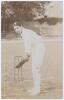 Kenneth Lotherington Hutchings. Kent & England 1902-1912. Early sepia real photograph postcard of Hutchings, full length in batting pose at the wicket. Foster of Brighton. Postally unused. Minor wear to corners, otherwise in very good condition. A nice im