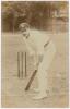 Joseph &lsquo;Joe&rsquo; Vine. Sussex & England 1896-1922. Early sepia real photograph postcard of Vine full length at the wicket in batting stance wearing a Sussex cap. E. Hawkins & Co. of Brighton. Postally unused. Very good condition. Excellent image.