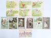 Comic and other cricket postcards 1907 onwards. An interesting and varied selection of humorous postcards. Includes two colour &lsquo;Rajar Bromide&rsquo; real photograph birthday postcards, one of a young boy in bowling pose, the other of a toddler crouching in wick