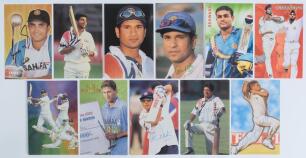 India. National Card Centre, Bombay, postcards 1990s/ 2000s. Eight colour postcards, of which five were produced for the World Cup, England 1999. Players featured are Sachin Tendulkar, Rahul Dravid, Ajit Agarkar, Sourav Ganguly (2 different), and Shaun Po