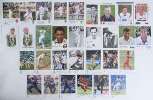 Cricket collectors&rsquo; cards and postcards. A good selection of over one hundred collector&rsquo;s cards and postcards, of which thirty are signed by the featured player. Series include Classic Cricket Cards &lsquo;International Cricketers&rsquo;, 13 signed, nos. 9, 50, 76, 1