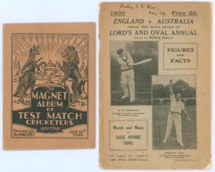 Australia. &lsquo;The Magnet album of Test Match Cricketers 1930 tour&rsquo;. Presented with the Magnet 12th July 1930. Complete with glossy pictures laid down to album. Features the England and Australian players from the 1930 series. Good/ very good condition. Sold