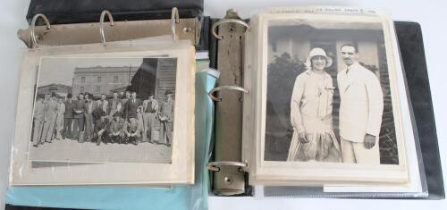 Sir Julian Cahn&rsquo;s team and tours 1930s. Two black ring binders, each with leather title label to spine, &lsquo;Sir Julien Cahn 1&rsquo; and &lsquo;... 2&rsquo;, comprising an excellent selection of original photographs and other ephemera relating to Cahn&rsquo;s team and tours.