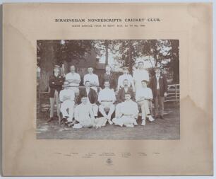 &lsquo;Birmingham Nondescripts Cricket Club&rsquo; 1908 & 1910. Two early photographs of the Nondescripts cricket team seated and standing in rows wearing cricket attire. Both photographs by De&rsquo;Ath & Condon of Ashford, laid down to official photographer&rsquo;s mounts with