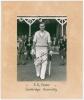 Edward Ralph &lsquo;Ted&rsquo; Dexter. Cambridge university, Sussex & England 1956-1972. Excellent original mono photograph of Dexter walking out to bat at Scarborough wearing a Cambridge University sweater, c.1958. Very nicely signed in black ink to the photograph b