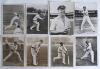 Australian cricketers 1926-1948. Eight original mono press photographs of Australian cricketers. Players featured in batting pose or match action include, from the 1926 tour to England, Herbie Collins and Charlie Macartney, from the 1934 tour Bill O&rsquo;Reill