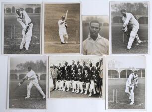 West Indies tours to England 1928-1950. Seven original mono press photographs including one of the 1928 touring party seated and standing in rows wearing tour blazers. 8.5&rdquo;x6.5&rdquo;. London News Agency. Also six of individual West Indies players, Snuffy Brown
