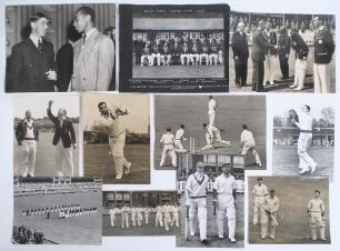 England v West Indies 1950. A good selection of twenty eight mono press photographs from the tour, includes match action from Test and tour matches, team photographs, players featured include Rae and Stollmeyer walking out to bat at Lords 2nd Test, Walcot