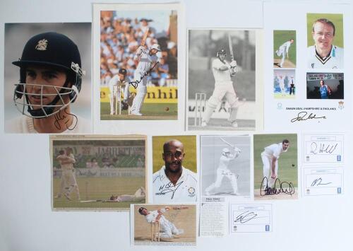 South Western county cricket 1950s-2020s. A selection of over one hundred original colour and mono press photographs, cuttings, player cards etc. covering Hampshire, Somerset, Glamorgan and Gloucestershire. A good number of items signed including R. Smith