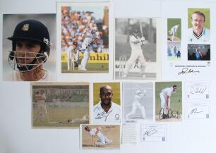 South Western county cricket 1950s-2020s. A selection of over one hundred original colour and mono press photographs, cuttings, player cards etc. covering Hampshire, Somerset, Glamorgan and Gloucestershire. A good number of items signed including R. Smith