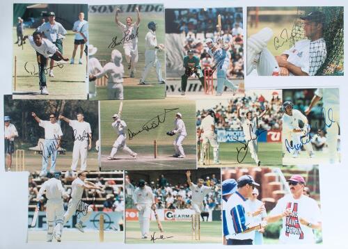 England tour to South Africa 1995/96. Green file comprising a large selection of over one hundred original colour press photographs with the odd cutting/ magazine extract, of match action, players etc. from the tour. Twelve of the photographs are signed b