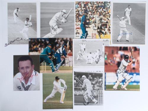 England v New Zealand 1970s-1990s. Blue file comprising a good selection of over forty original colour (some mono) press photographs of match action, players etc. with the odd cutting/ magazine extract, scorecard etc. Ten of the photographs are signed by 