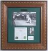 Don Bradman. &lsquo;Commemorative Release&rsquo; comprising mono copy photographs of Bradman in the nets at Perth, 1930, and head and shoulders portrait, window mounted with a printed biography and ink signature of Bradman, signed in later years. Published by the Bra