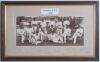 Yorkshire C.C.C. 2000. Sepia photograph of the Yorkshire team dressed in Edwardian cricket clothes and posing in an Edwardian style. Mounted and signed to border by twelve of the players featured. Signatures include Vaughan, Hoggard, Gough, Byas, Sidebott