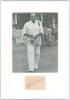 West Indies Test cricketers. Two mounted photographs, one a mono copy(?) photograph of Learie Constantine, the other a colour photograph of Brian Lara, each with signature in ink of the respective player window mounted below. Also a printed illustration o