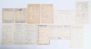 Yorkshire pre-war scorecards 1912-1938. A good selection of twenty four original scorecards for County Championship and tour matches, the majority with complete printed and/ or handwritten scores. Matches are v Lancashire, Bradford 1912 (split at fold), v