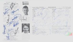 England v New Zealand 1994 & 2008. Two signed official Test match scorecards. One for the drawn 2nd Test, Lord&rsquo;s 1994, complete printed scores, with twelve signatures including Atherton, Gooch, Fraser, Such, Stewart, DeFreitas, Hick, White, Smith and Rhod