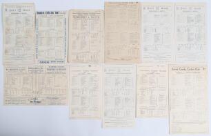 Nottinghamshire C.C.C. 1929-1934. Eleven original scorecards for &lsquo;away&rsquo; matches, all with complete printed and/ or handwritten scores. Matches are v Middlesex, Lord&rsquo;s 25th- 28th May 1929, lost by nine wickets. v Yorkshire, Bramall Lane 15th- 18th June 192