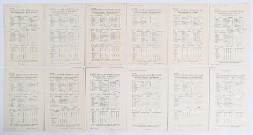 Nottinghamshire C.C.C. 1935-1939. Seventeen original scorecards for &lsquo;home&rsquo; matches played at Trent Bridge, all with complete printed and/ or handwritten scores. Matches are v South Africans 6th- 9th July 1935, drawn. v Derbyshire 13th- 16th July 1935, won