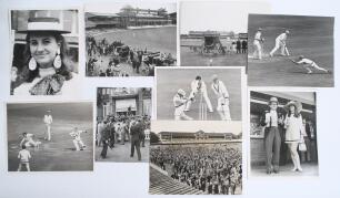Eton v Harrow. Good selection of Eton v Harrow press photographs taken at various matches at Lord&rsquo;s from 1949 to 1969. Includes action images, spectator and crowd scenes, various coaches parked on the grass at Lords with drinks being served 1955, 1960, 19