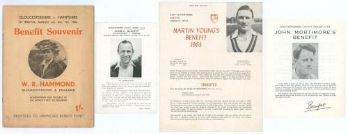 Gloucestershire Benefits 1934-1965. Four original official Benefit brochures/ leaflets including Walter Hammond