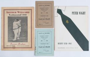 Somerset Benefits and Testimonials 1947-1963. Four original Benefit and Testimonial brochures/ leaflets including two copies of &lsquo;Facts & Figures of Somerset County Cricket Club 1891-1946&rsquo; published for Frank Lee&rsquo;s benefit 1947, both in original wrappers, 