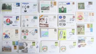 Cricket commemorative covers. A large selection of 119 commemorative covers covering Test matches, Lord&rsquo;s County Cup finals, tours, benefits etc. including the odd numbered limited edition. Each cover signed or multi-signed. Subjects include Lord&rsquo;s &lsquo;Trea