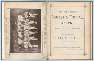 &lsquo;The All England Cricket & Football Journal and Athletic Review&rsquo; Volume One 1878. Issues nos. 1 (April 1877, first issue) to 12 (March 1878). Published by Martin Hurst of Sheffield. Bound volume of the Journal containing all twelve editions from April 187