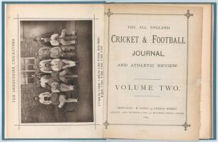 &lsquo;The All England Cricket & Football Journal and Athletic Review&rsquo; 1879. Two bound volumes in modern pale blue cloth of the Journal published by Martin Hurst of Sheffield. Volume Two complete with issues nos. 13 (April 1878) to 24 (April 1879), each issue f