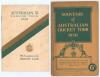 Australia tour of England 1930. Official &lsquo;Australian XI English Tour 1930&rsquo; brochure for the tour. To front cover &lsquo;With the compliments of the Orient Line&rsquo; with title, Orient Line emblem and Australian colours of gold and green running diagonally through t