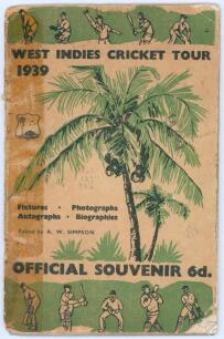 West Indies tour of England 1939. Official souvenir brochure for the West Indies tour of England. Edited by A.W. Simpson. Pictorial covers. The brochure signed in ink to the inside pen pictures by nine members of the West Indies touring party.