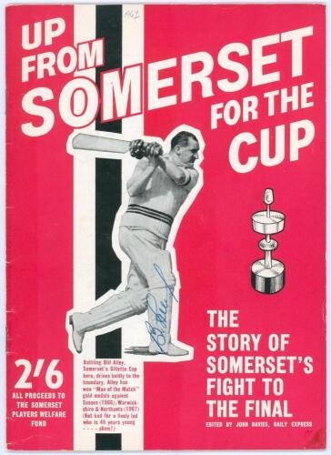&lsquo;Up From Somerset for the Cup&rsquo;. Gillette Cup Final 1967. Souvenir brochure published and edited by John Davies for the Somerset Players Welfare Fund, Weston-super-Mare. Produced to celebrate Somerset reaching the Gillette Cup final for the first time. Pro