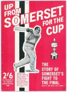 &lsquo;Up From Somerset for the Cup&rsquo;. Gillette Cup Final 1967. Souvenir brochure published and edited by John Davies for the Somerset Players Welfare Fund, Weston-super-Mare. Produced to celebrate Somerset reaching the Gillette Cup final for the first time. Pro
