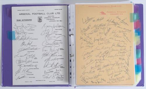Football facsimile autograph sheets 1950s-1990s. Purple file comprising a large collection of over eighty facsimile official and unofficial autograph sheets of football clubs covering the English and Scottish football leagues. Clubs featured are Aberdeen,